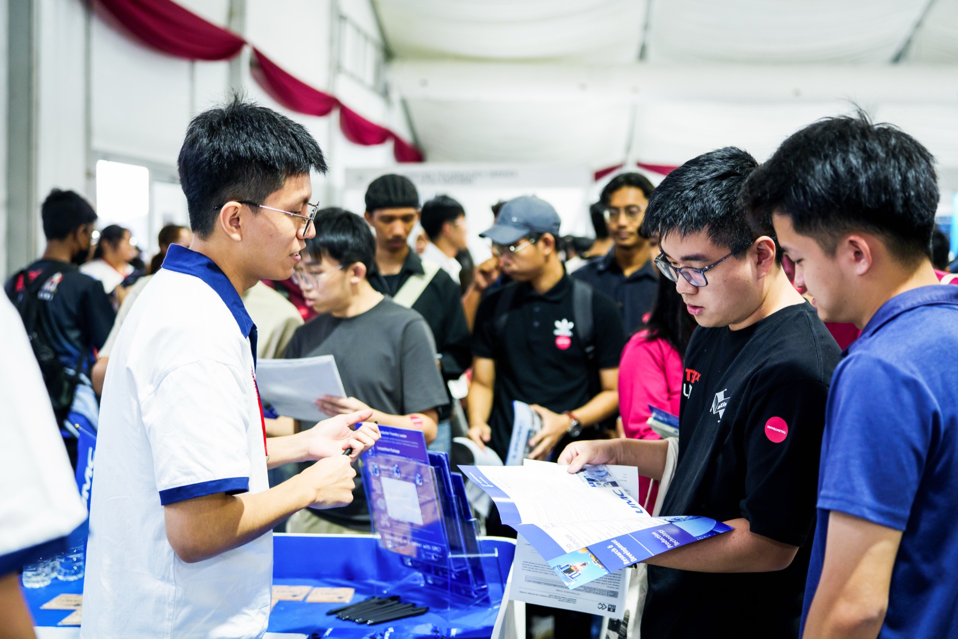 A packed exhibition hall